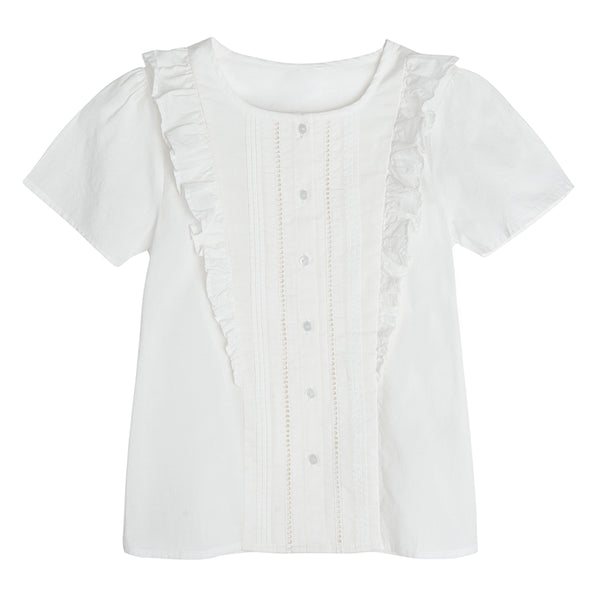 Girls' Short-Sleeved Blouse White CC CCG2411441