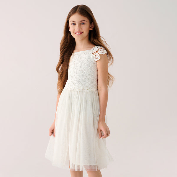 Girl's White Short Sleeves Dress CC CCG2413498