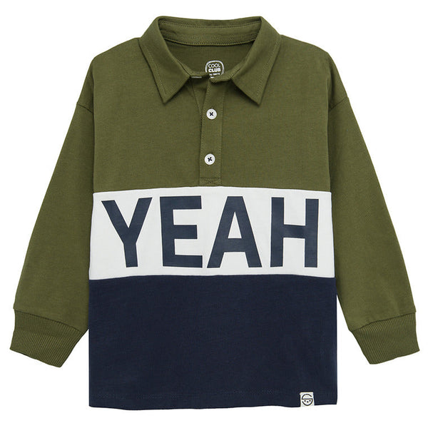 Boy's Long-Sleeved Polo Shirt Green and Navy Blue CC CCB2510790