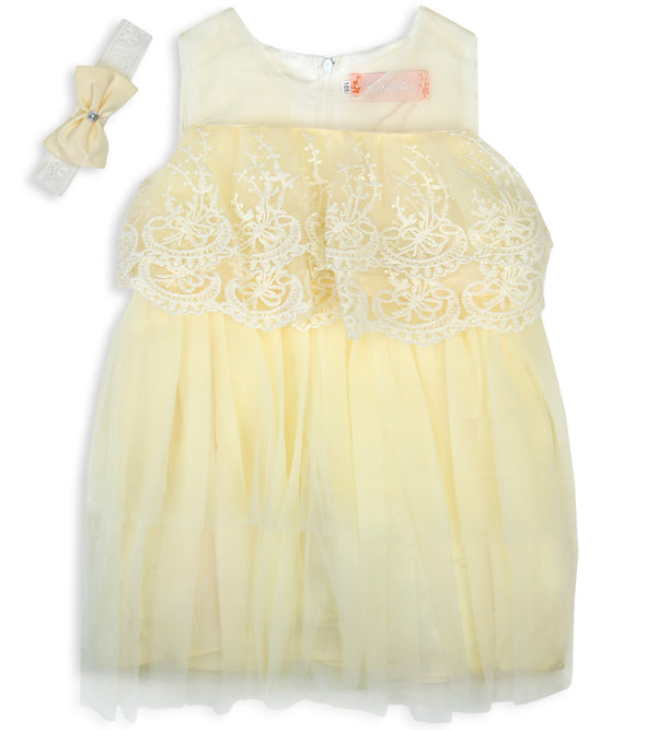 Girls Frock With Hair Band - 0284615