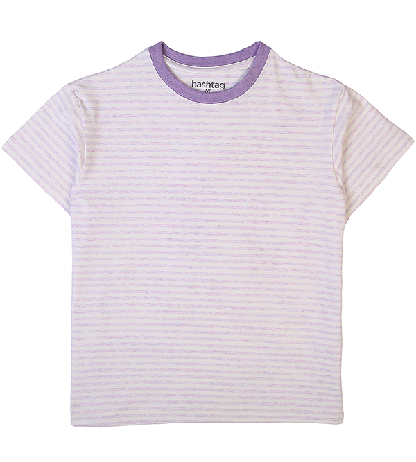 Girls Casual Striped T-Shirt - Purple