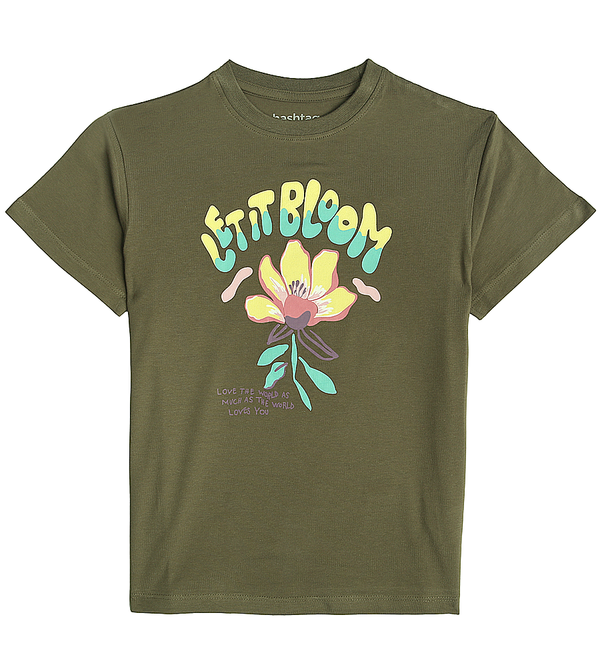 Girls Graphic T-Shirt -  Olive