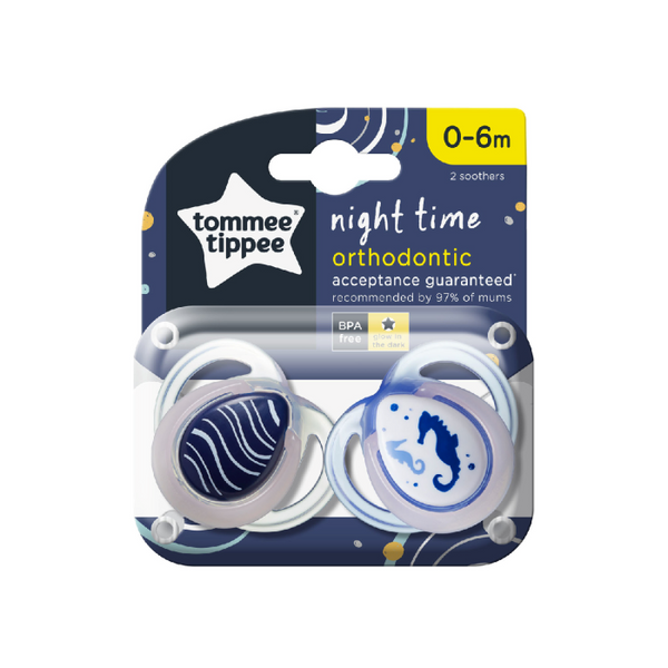 0-6M Soother Night Time 2-PK With Case Tommee Tippee 433372