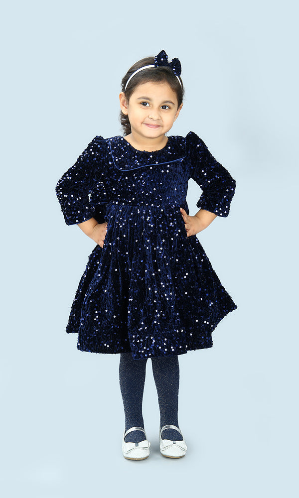 Girls Frock With Hairband- 0294637