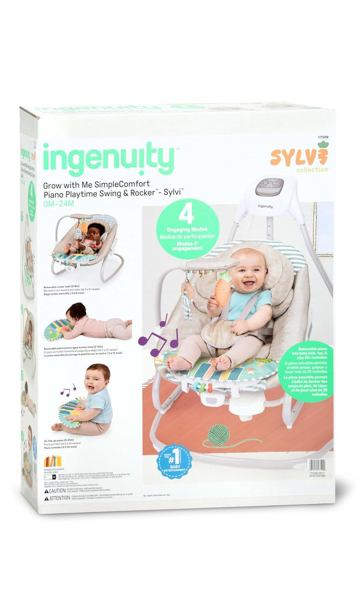 Ingenuity SimpleComfort Piano Playtime 2-in-1 Baby Swing & Rocker ...