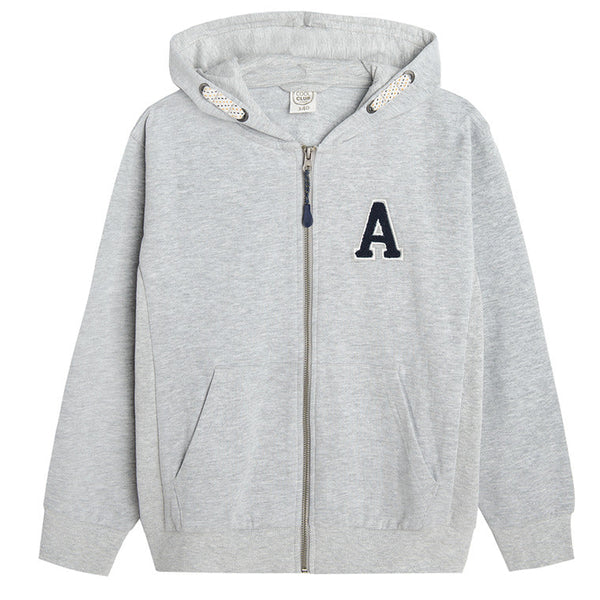 Boy's Hooded Sweatshirt Gray With Zip