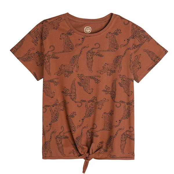 Girl's T-Shirt With Short Sleeves, Brown