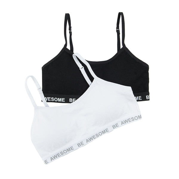 Girl's Bra White Black Set 2 Pack