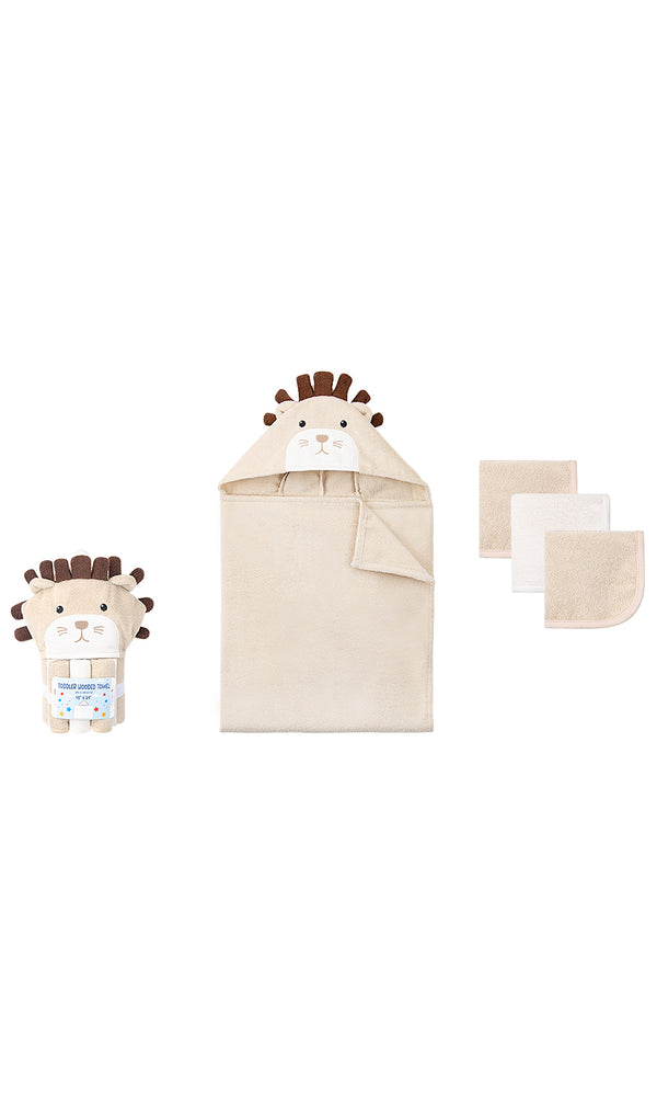 3D Hooded Towel & Washcloth Set - 0317935