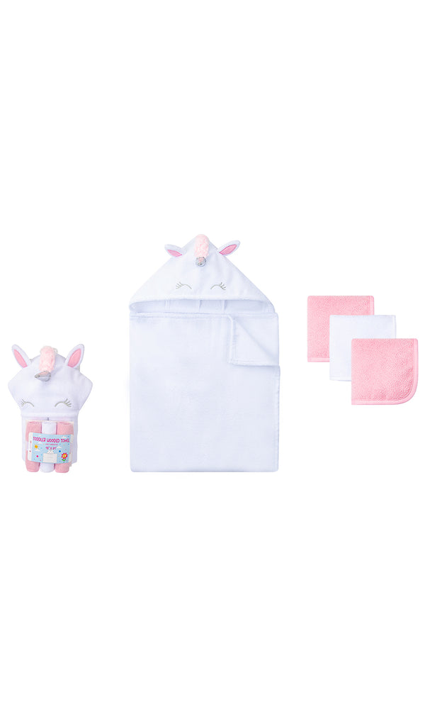 3D Hooded Towel & Washcloth Set - 0317934