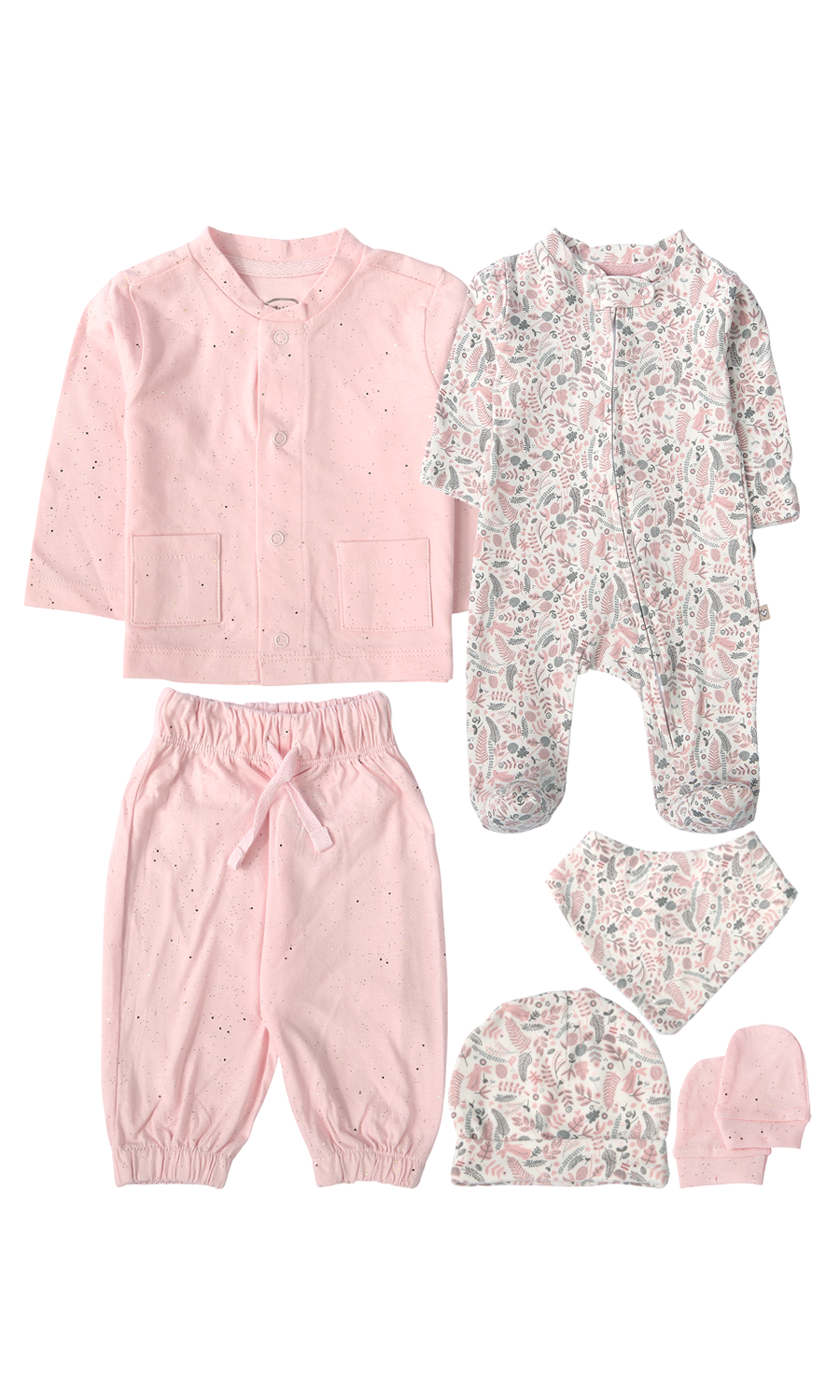 Baby Girls 6-Piece Gift Set Pink Floral Print | Newborn – Zubaidas Online