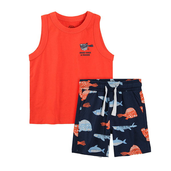 Boy's Set Sleeveless T Shirt Shorts Mix