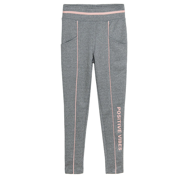 Girl's Sports Leggings Gray Melange