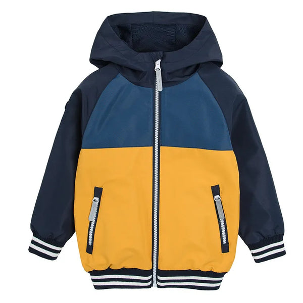 Boy's Hooded Jacket Navy Blue And Yellow CC COB2510211