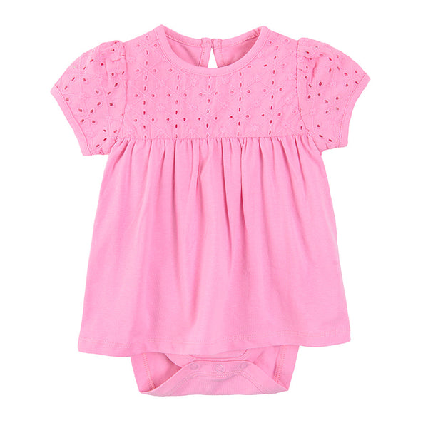 Girl's Bodysuit with Short Sleeves Pink CC CCG2402071