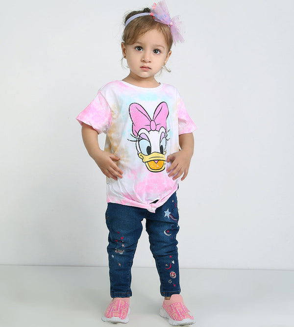 Girl's T-shirt with short sleeves, mix, Daisy CC LCG2412166