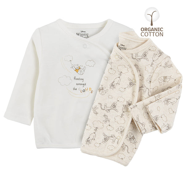 Baby Caftan Organic Cotton White Ecru Winnie the Pooh Set 2 Pcs CC LNB2401108