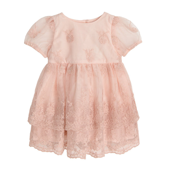 Girl's Dress with Short Sleeves Light Pink CC CCG2401657