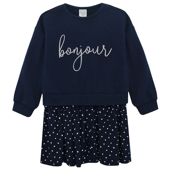 Girl's Dress with Long Sleeves Navy Blue CC CCG2511122