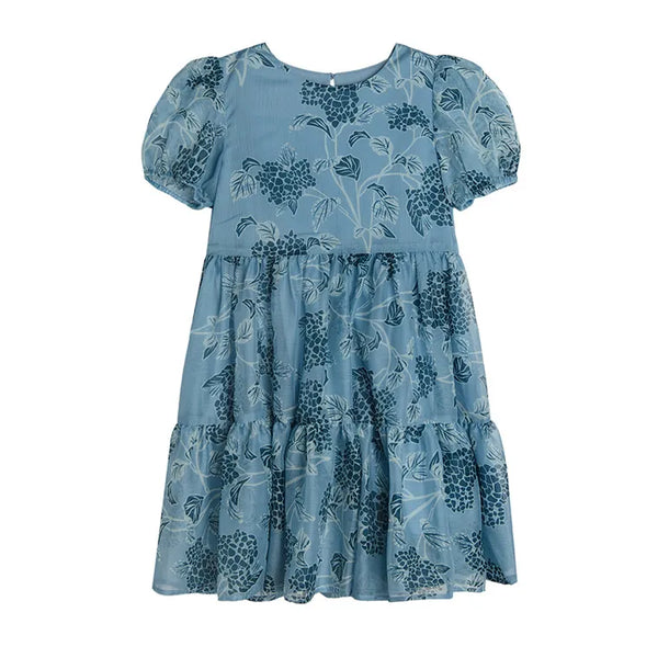 Girl's Short Sleeve Dress, Blue CC CCG2410747